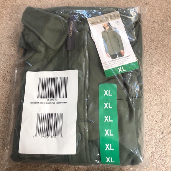 NWT Mondetta Ladies' Cozy Fleece Button Up Shirt -- Green -- X-Large - Picture 7 of 7